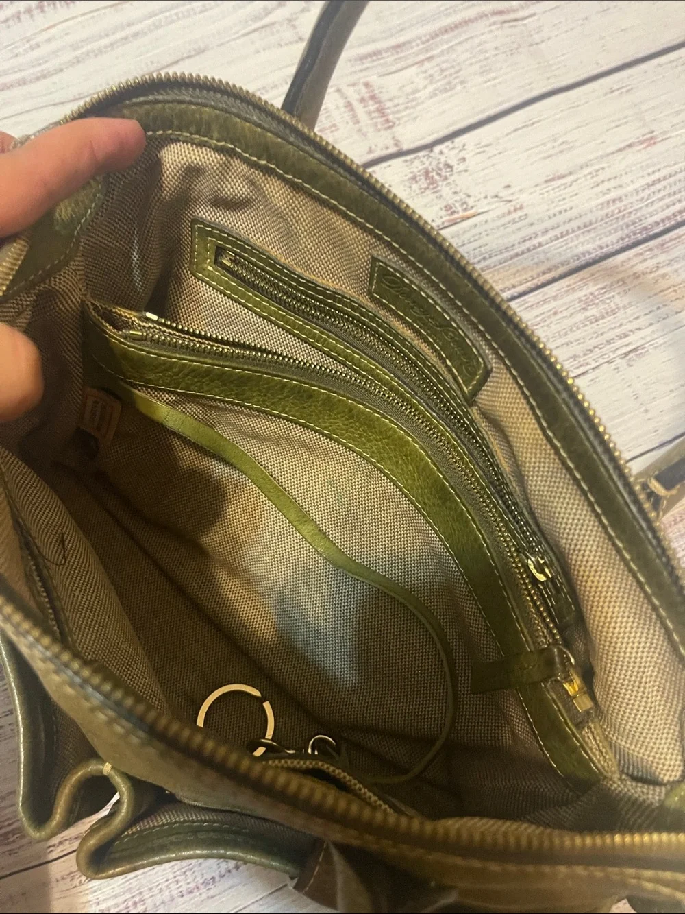 Dooney & Bourke Florentine Leather Olive Green East West Satchel Bag